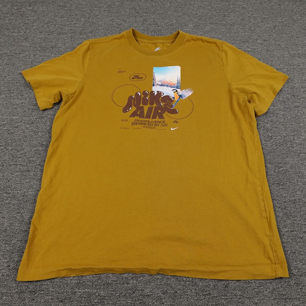 Nike Shirt Mens Large Yellow Nike Air Bird Mountain Graphic Tee Tagless Casual